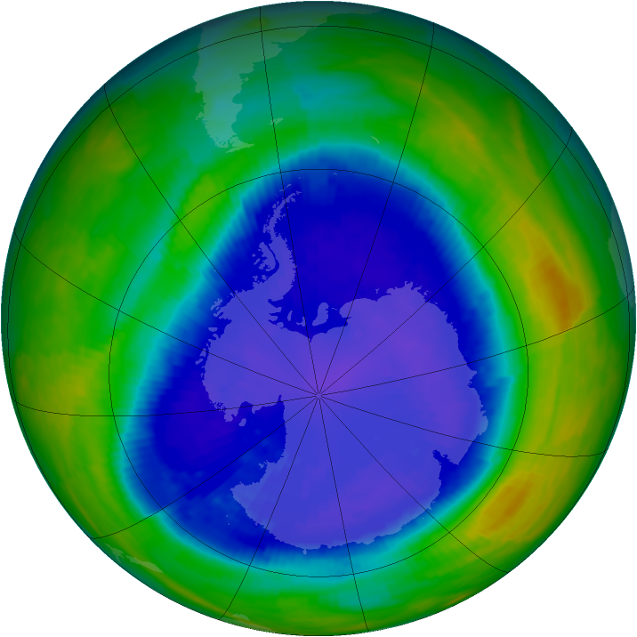 Antarctic ozone map for 14 September 1993